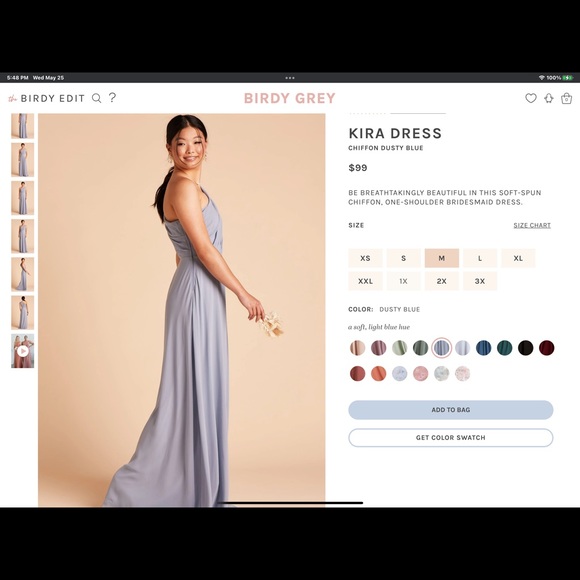 NWT Birdy Grey Kira Bridesmaid/Prom Dress in Dusty Blue. Size M. - Picture 3 of 3